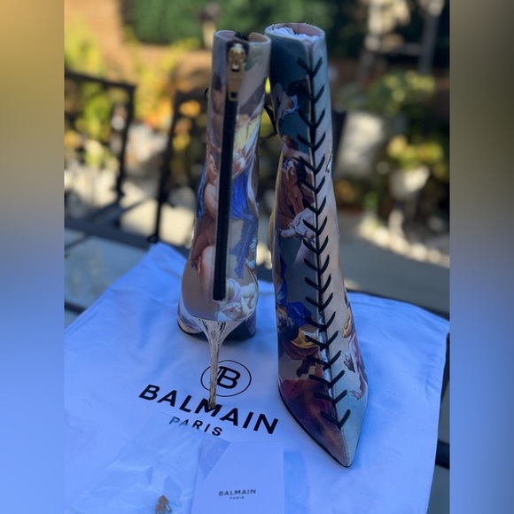 Balmain Multicolor Artistic Print Heeled Uria Boots - Picture 13 of 16
